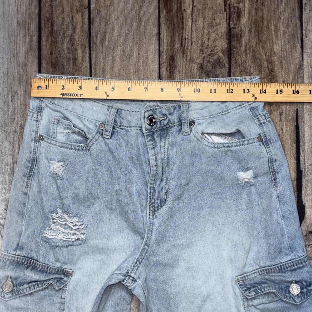 Indigo Dreams Womens Light Blue Denim Wide Leg High Rise Cargo Jeans Size 9 - Picture 6 of 9